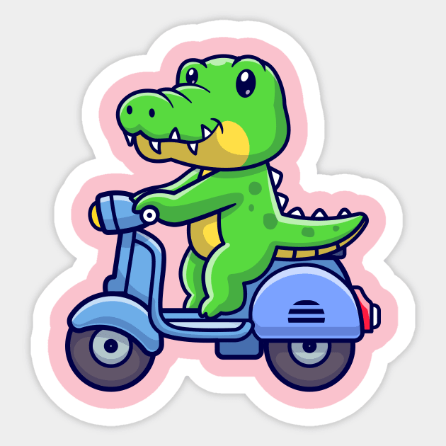 Cute Crocodile Riding Scooter Cartoon Sticker by Catalyst Labs